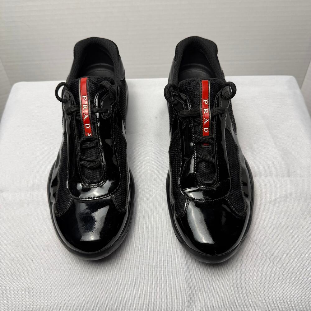 Authentic Prada Americas Cup PS 0906 Black Leather Sneaker Sz 7.5 Linea Rossa